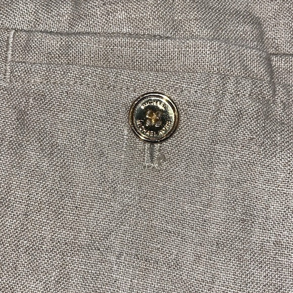 Michael Kors neutral linen straight leg full length pants.  Size 6 100% linen. - Picture 3 of 10